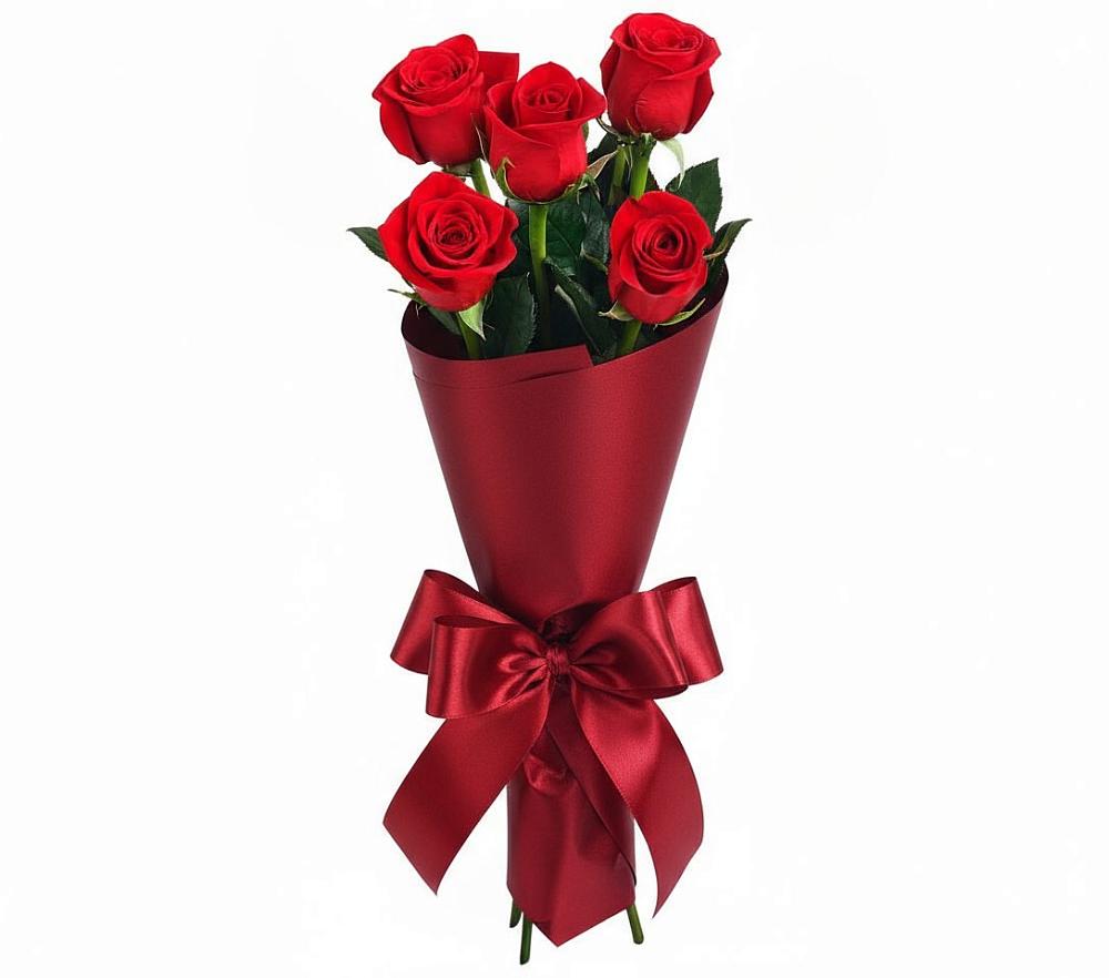 Букет 5 Красных роз Эдлесс Лав в Родниковской