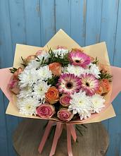 Букет цветов из:  Розы, Герберы и Хризантемы в Родниковской