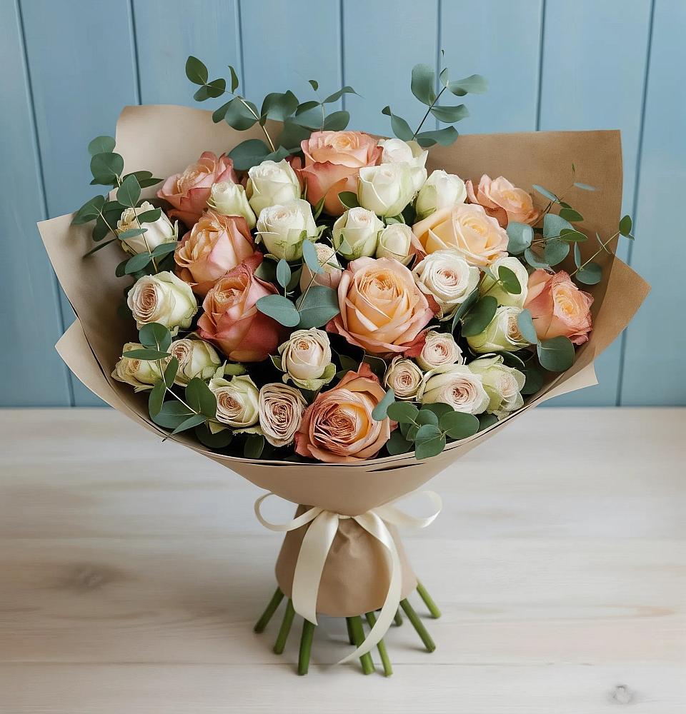 Букет цветов из: Альстромерии и Розы в Родниковской