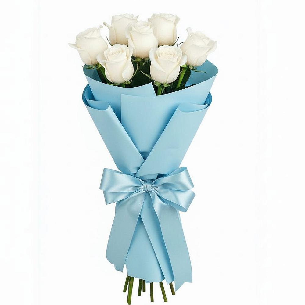 Букет 7 белых роз Проуд в Родниковской