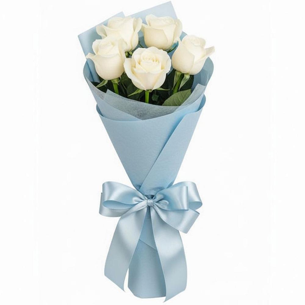 Букет 5 Белых роз Проуд в Родниковской