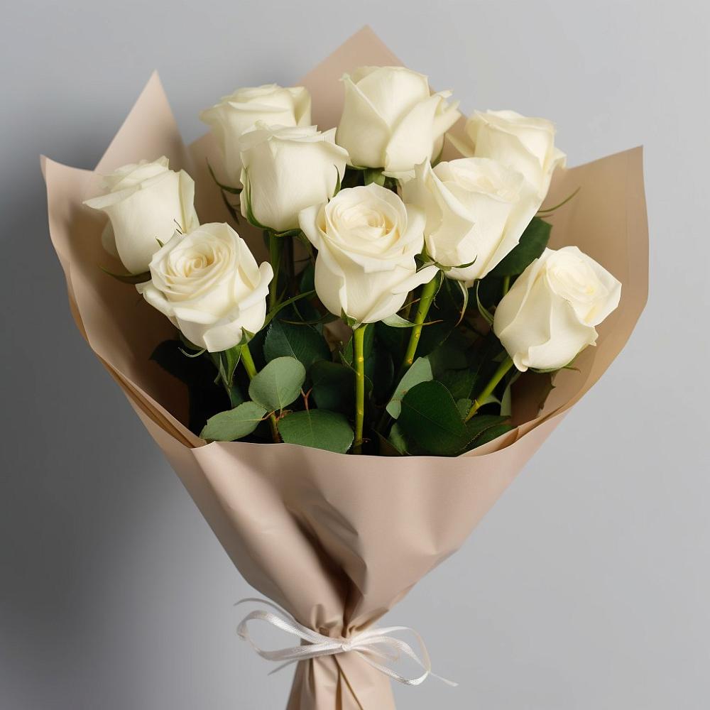 Букет 9 Белых роз Эдлесс Лав в Родниковской