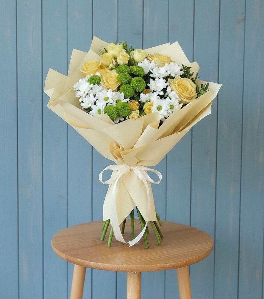 Букет цветов из: Хризантемы и Розы в Родниковской