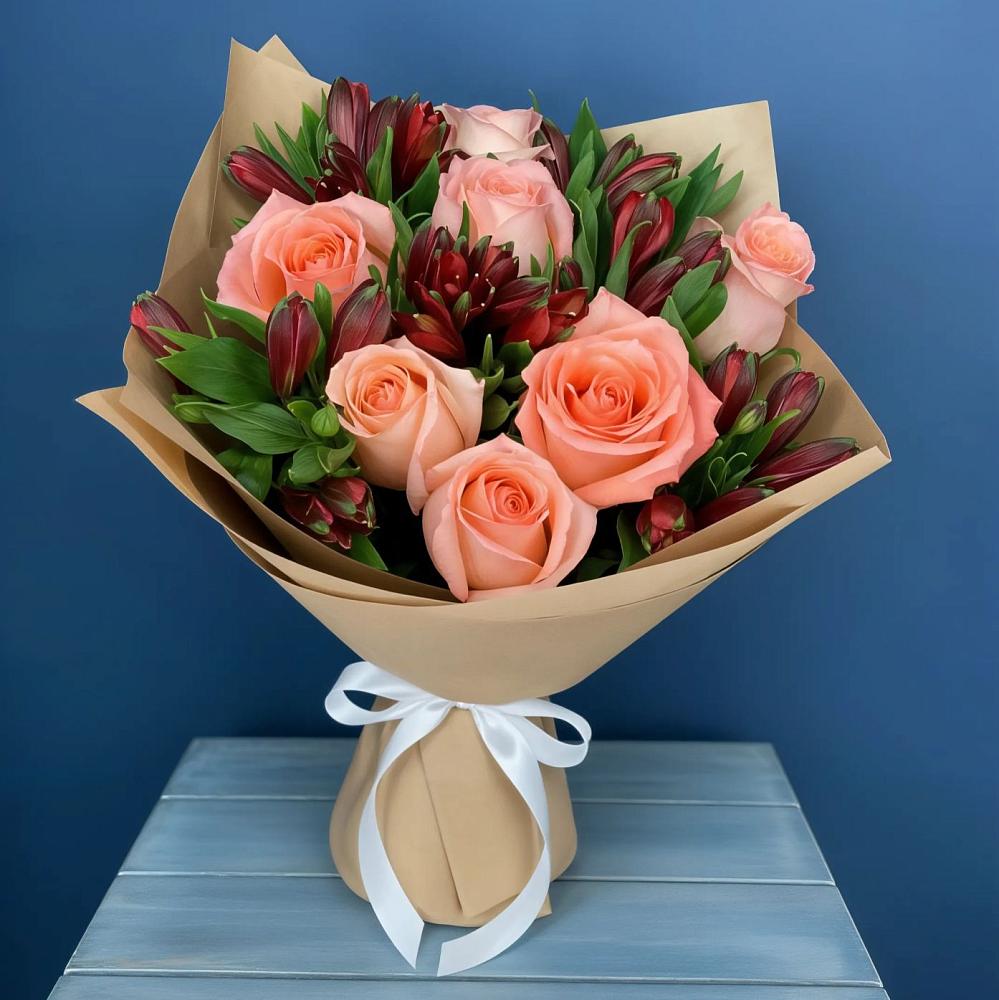 Букет цветов из: Розы и Альстромерии в Родниковской