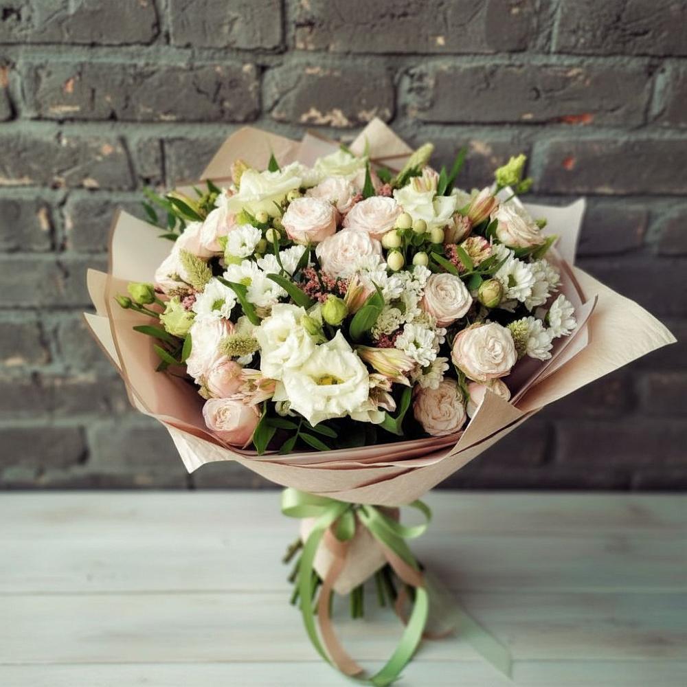 Букет цветов из: Альстромерии, Розы и Хризантемы в Родниковской